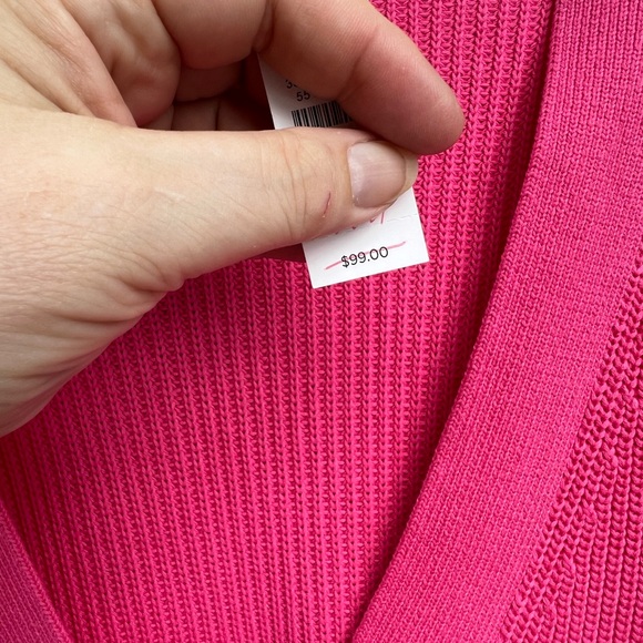 NWT Talbots Pretty Raspberry Pink V-Neck Cardigan Long Sleeve Sweater - Picture 4 of 5